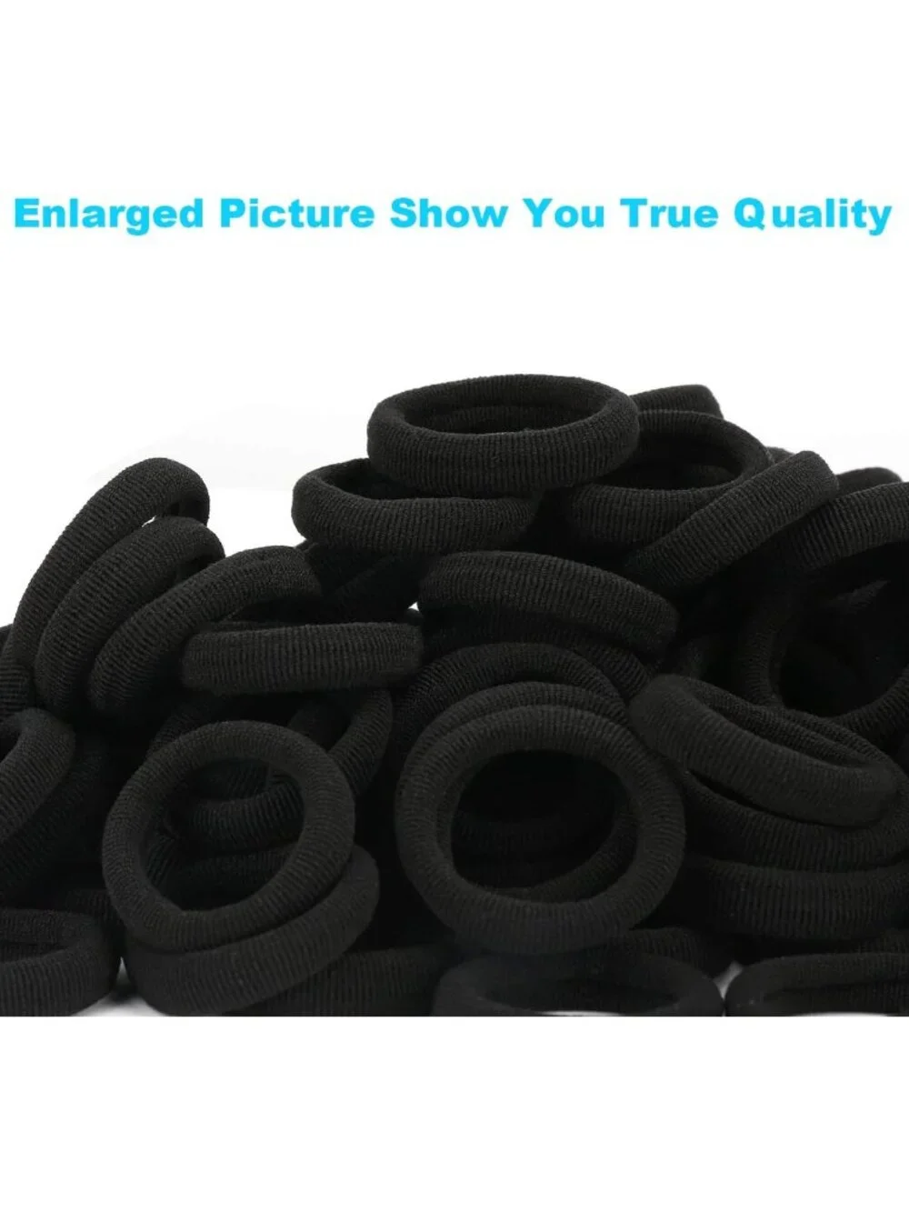 Black Seamless Cotton Hair Ties - Tiny 1
